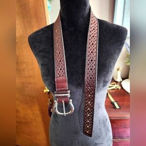 Brighton Brown Leather Lattice Cut Belt